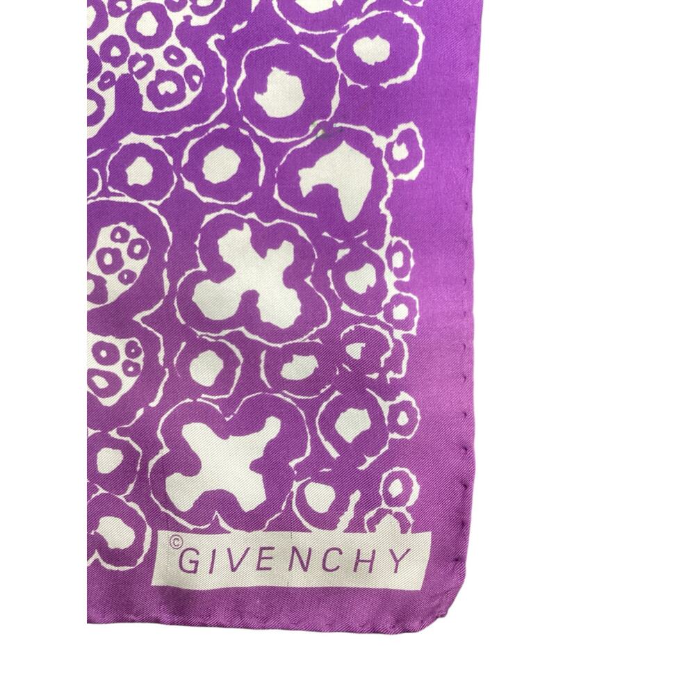 Vintage Givenchy Women’s Square Scarf Purple And White Silk - Picture 2 of 3